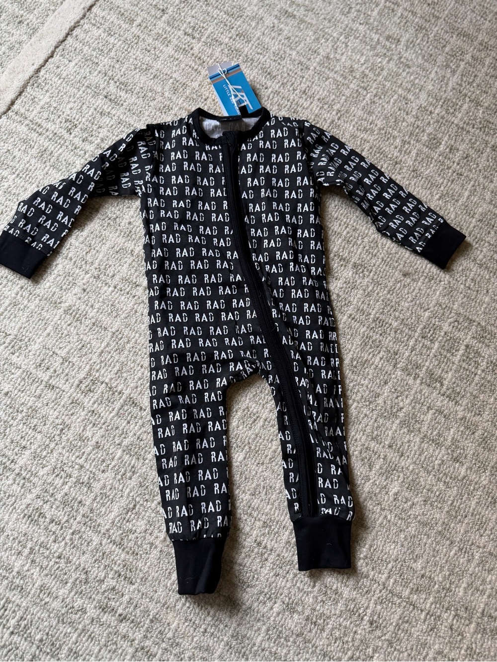 Little Rad Things Baby Zip Rompers - Striped + RAD Print - Picture 2 of 3
